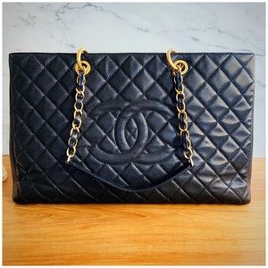 CHANEL XL GST 💎 Black Caviar Tote Bag Authentic